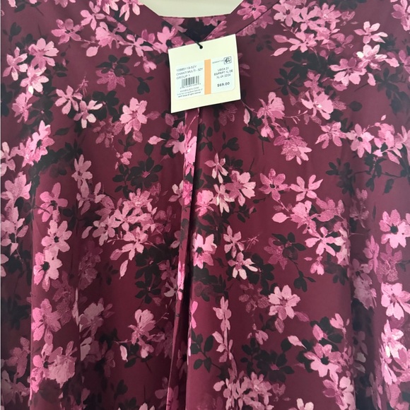 Anne Klein Dark Red Floral Blouse - Picture 9 of 11